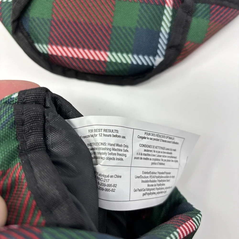 PACKIT Freezable Wine Bag Holiday Flannel‎ Set Of 2